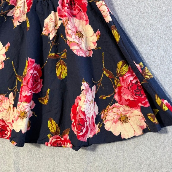 Navy Floral Sleeveless Fit Flare Dress Women's Size M Short Summer - Picture 12 of 13